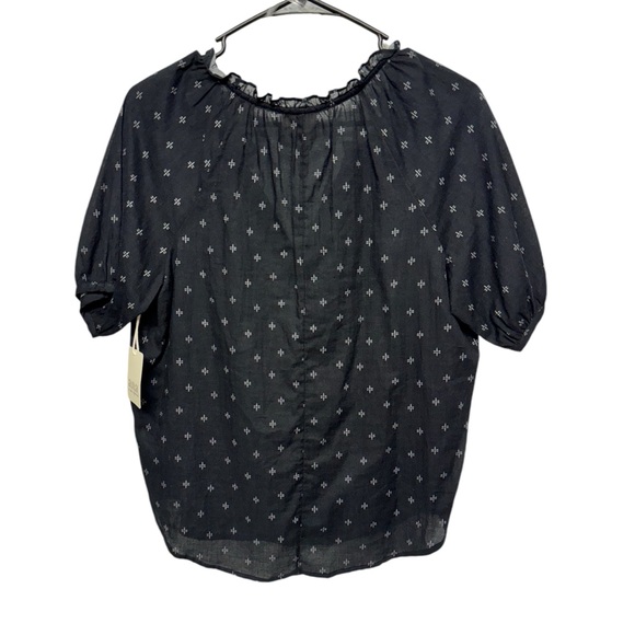 2/$20 A.N.A Women's Ruffle Blouse Black Short Sleeve Casual - Picture 2 of 6